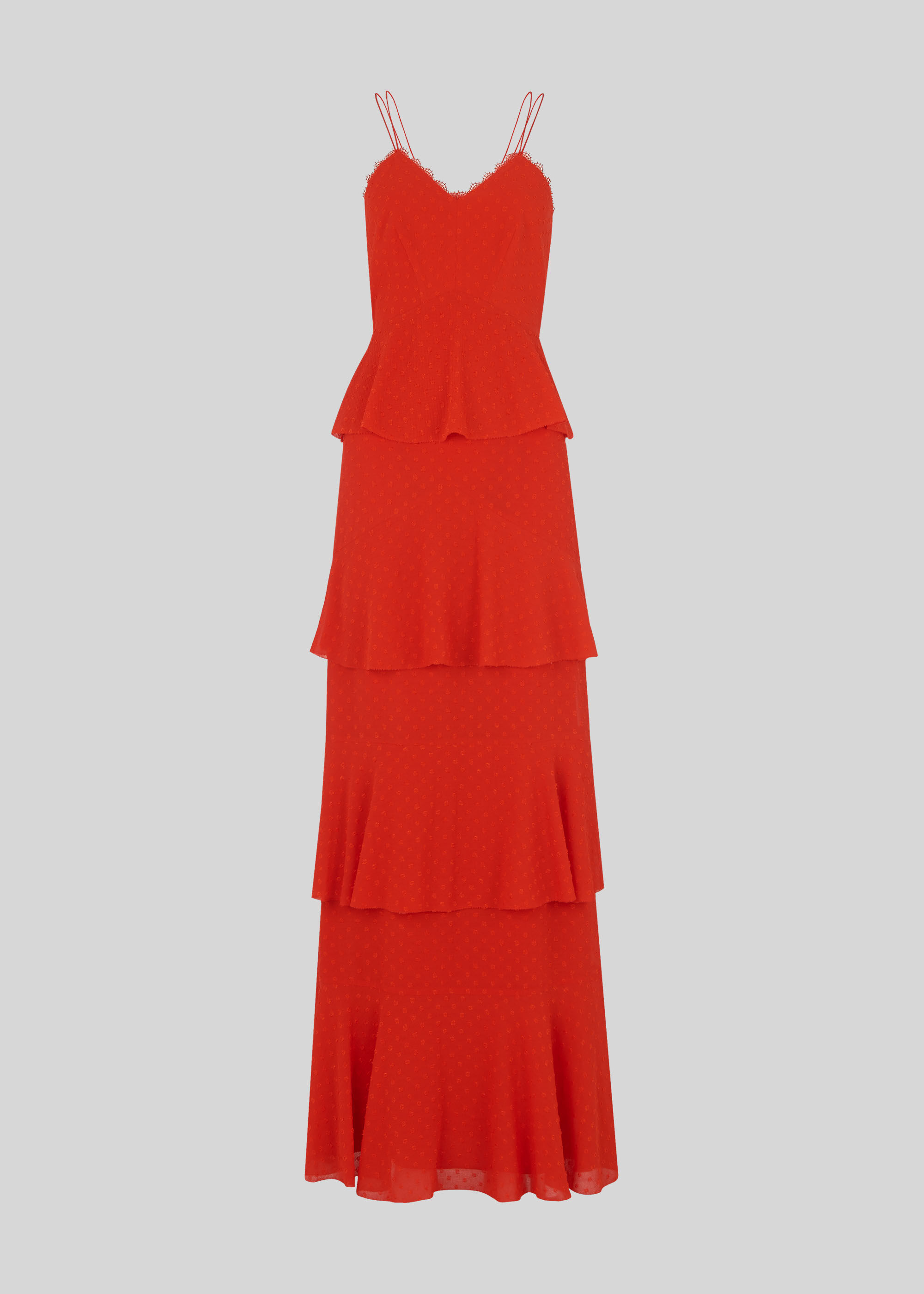 Red Anette Dobby Tiered Maxi Dress ...